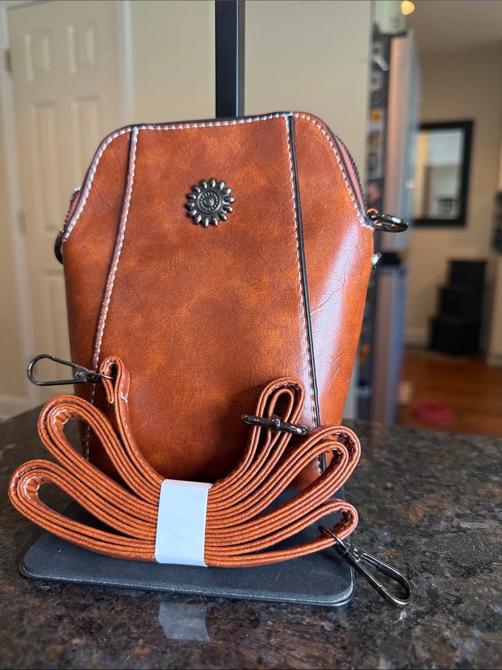 Compact Brown Crossbody Bag - Unbranded